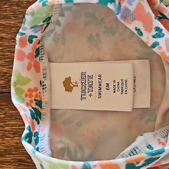 Tucker and Tate Floral Long Sleeve Two-Piece Rashguard Swimsuit, Size 6 Months - Picture 7 of 10